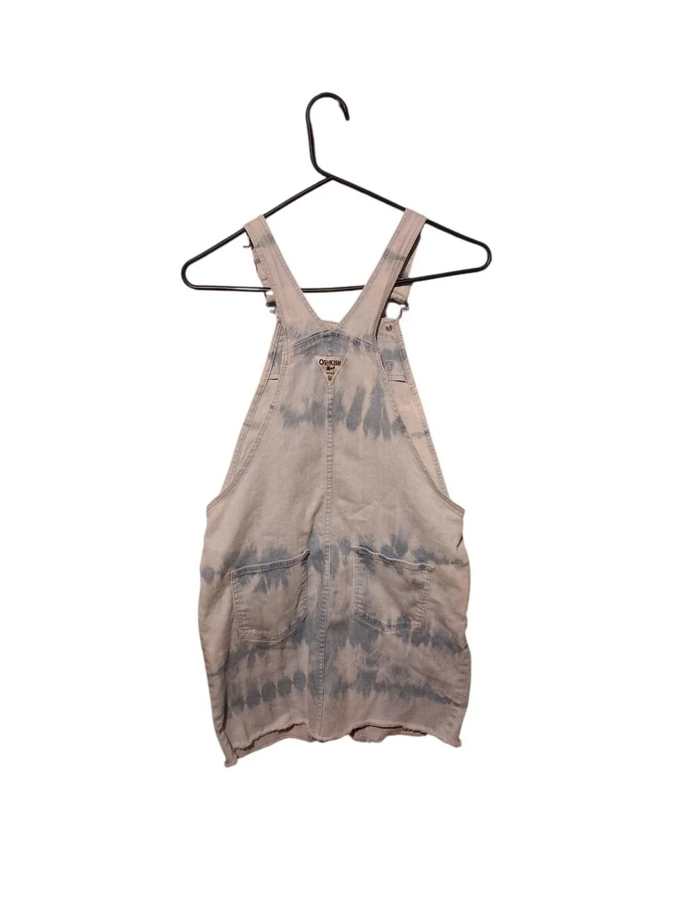 OshKosh Girls Tie Dye Denim Overalls Vestbak Jumper Dress Size 14 Bib Pocket
